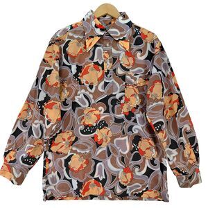 VTG Obermeyer Wind Shirt Mens Medium 70s Psychedelic Retro Groovy Floral Japan